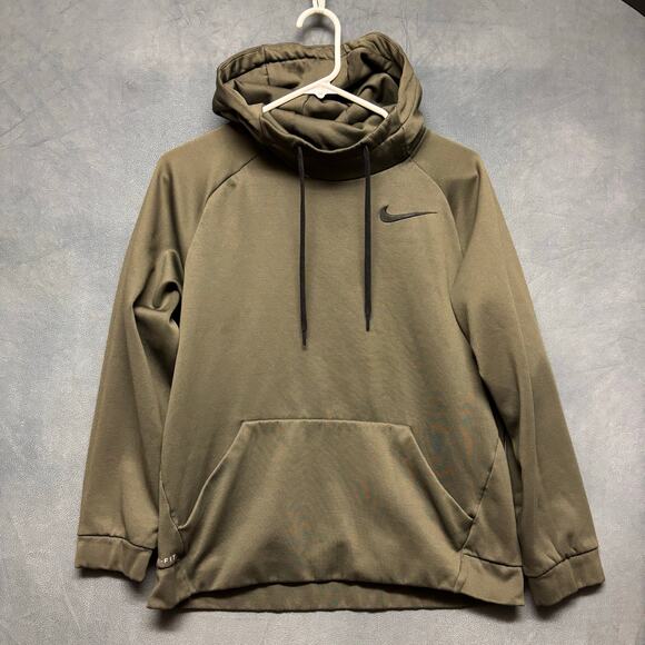 Nike Dri Fit Military Sweatshirt Embroidered Logo Swoosh Hooded Pullover Jumper - Picture 2 of 11